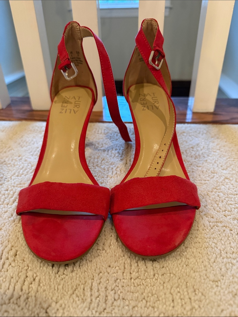Naturalizer Red Suede Ankle-Strap Women's Sandals Worn two times